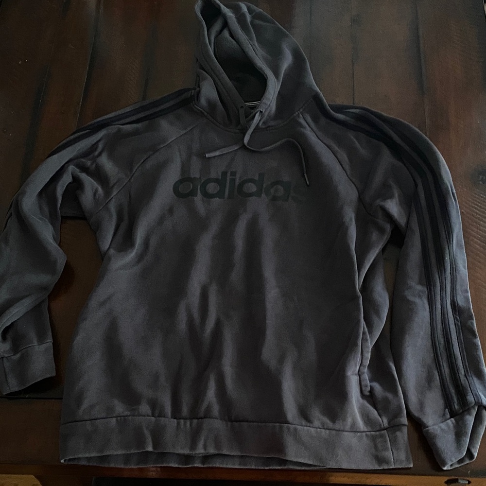 Adidas Men's Dark Gray Hoodie Sweater